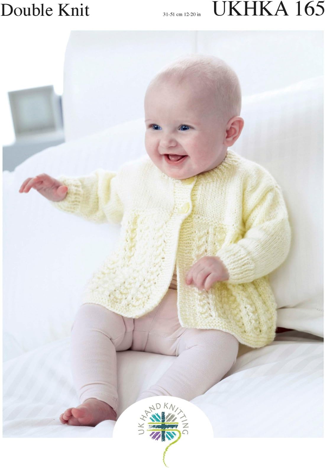 Double Knitting Pattern for Baby Lace Detail Round or V Neck Cardigan & Matinee Coat (UKHKA 165)
