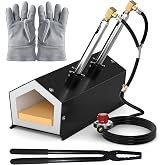 MMasters 2 Burner Propane Forge Kit with Fire Bricks, Gloves &amp; Tongs | 2600&deg;F High Temperature, Compact Design, Blacksmithing, Knife Making, Heat Treatment, Metalworking