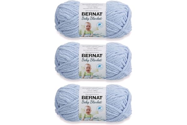 Bernat Baby Blanket Baby Blue Yarn - 3 Pack of 100g/3.5oz - Polyester - 6 Super Bulky - 72 Yards - Knitting/Crochet
