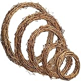 Sntieecr 5 PCS Natural Grapevine Wreaths Set, Vine Branch Hoop Wreath Wedding Rattan Wreath Garland Decoration for DIY Hangin