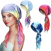 Sintege 4 Pcs Women Head Scarf Pre Tied Chemo Caps Slip on Turban Headwear Cancer Head Wraps Beanie Hat Bandana