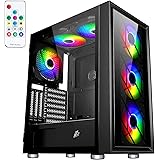 1STPLAYER ATX Mid Tower Case,ARGB Gaming PC Case with Tempered Glass Panel and USB3.0/USB2.0/Audio Ports,6 ×140mm ARGB Fans,C