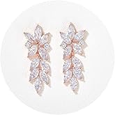 SWEETV Marquise Wedding Earrings for Brides, Bridal Bridesmaid Earrings for Wedding, Cubic Zirconia Dangle Drop Earrings for Women