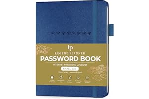 Legend Planner Password Book with Alphabetical tabs. Internet Address Keeper Logbook. Journal for Website Logins, Pocket 4x5.5" (Mystic Blue)