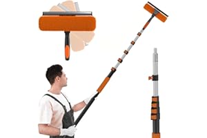 SISUPASSIE 30FT Reach Window Squeegee with Extension Pole, 2-in-1 Professional Window Washing Kit for Home, Indoor Outdoor Sq