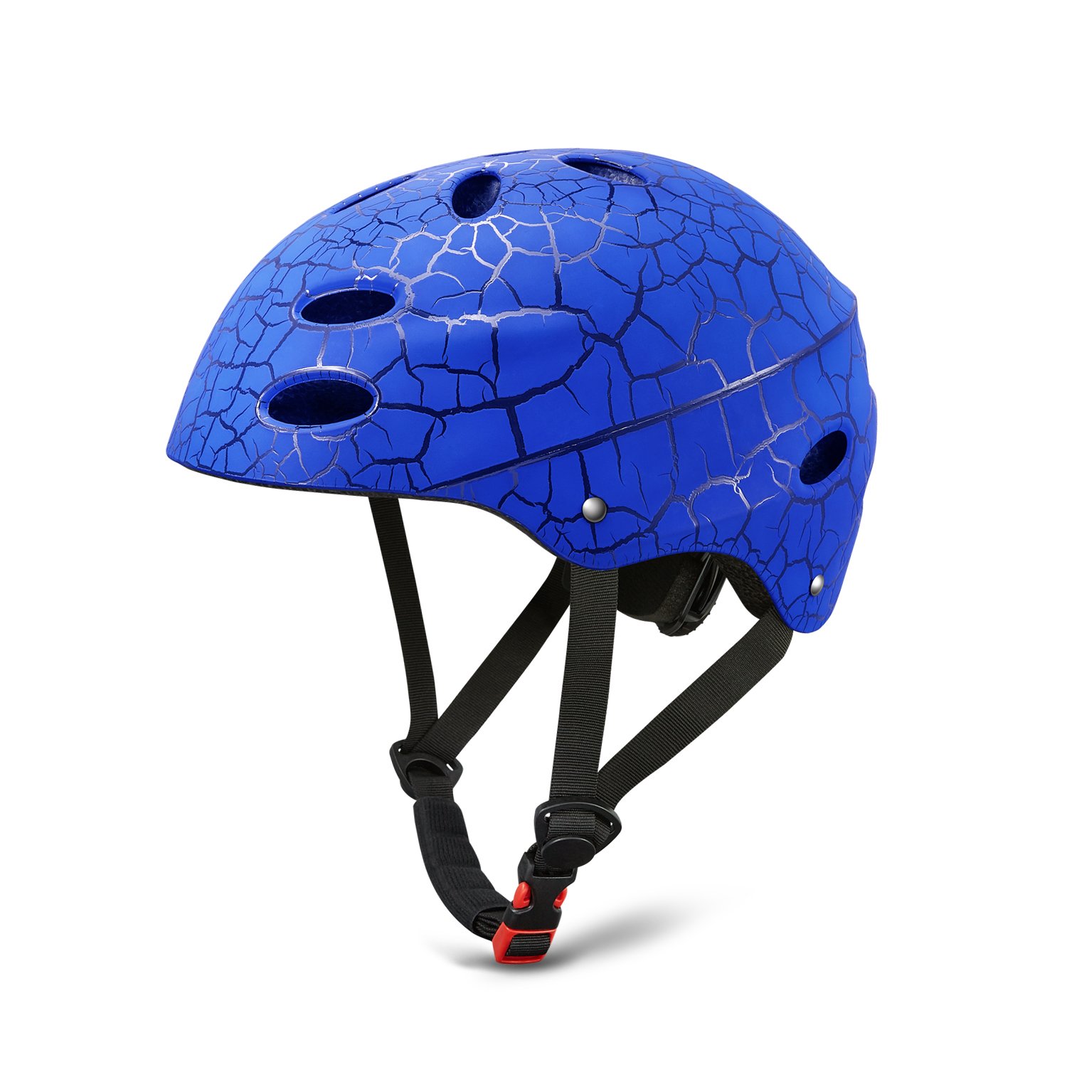 Kuyou Kids Skateboard Helmet Scooter Helmet Protective Gear Roller Skating Scooter Cycling Bike Helmet Adjustable Size for 3-8 Year Old Youth Boys and Girls(Black/Red/Blue, 52-56cm)