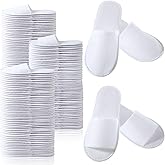 Coume 48 Pairs Disposable Slippers for Guests Bulk Soft Disposable Hotel Spa Slippers Open Toe and Close Toe White Non-Slip for Women Men Home Indoor Hotel Travel Wedding Party