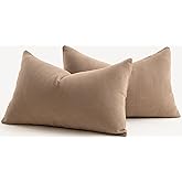 MANDIOO Pack of 2 Chenille Throw Pillow Covers Elegant Design Soft and Luxurious Decorative Cushion Covers Pillowcase Couch Sofa Bedroom Living Room Home Decor 12x20 Inch Camel