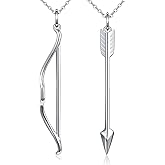 Valentine Day Gift S925 Sterling Silver Mens Womens Bow Arrow Couple Lovers Pendant Bff Friendship Best Friend Necklace Matching for Women Her