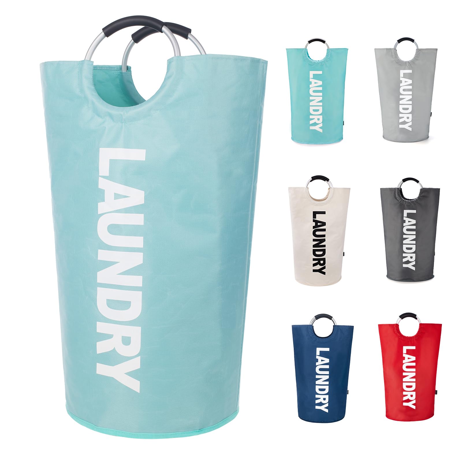 Twira - 90L Large Laundry Hamper - Standing Laundry Hamper - Laundry Basket with Padded Handles - Foldable Waterproof Clothes Bin - Clothes Basket for University, Laundry Room, Bathroom