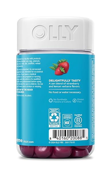 OLLY GOODBYE STRESS GUMMY, GABA, L-THEANINE, LEMON BALM, STRESS RELIEF SUPPLEMENT, BERRY – 60 COUNT