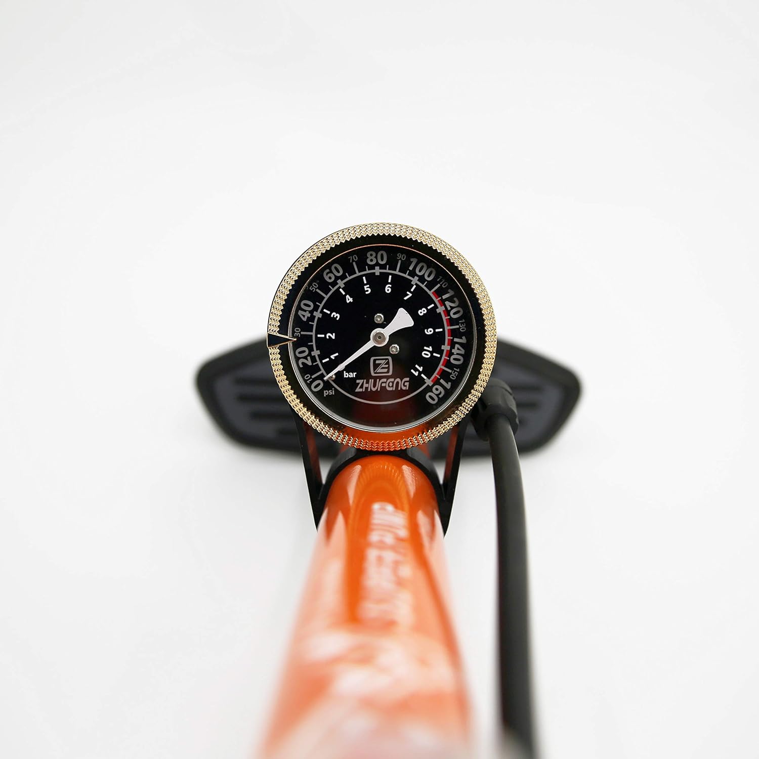 TPI Bike Pump with Luxurious Guage, Schrader and Presta, Ball Pump with Anti-Slip Foot Pad, High Pressure Durable Hose, Orange : Sports & Outdoors