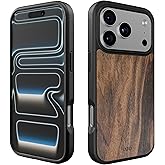 iATO iPhone 17 Pro Max Case MagSafe, Real Walnut Wood (6.9-inch) – Slim Protective TPU, Strong Magnet Ring, Raised Screen & Camera Lips, Easy-Press Buttons, Anti-Slip Grip