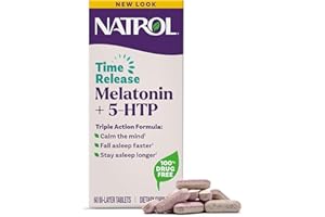 Natrol Melatonin + 5-HTP Advanced Time Release Sleep Aid, Triple Action Formula, Calm The Mind, Fall Asleep Faster and Stay Asleep Longer, 60 Bi-Layer Tablets, Up to a 60 Day Supply