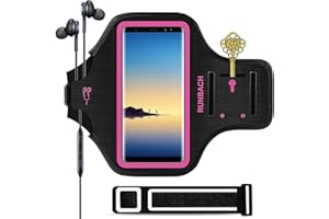 RUNBACH Galaxy Note 20/10+/9/8 Armband,Sweatproof Running Exercise Bag with Fingerprint Touch/Key Holder and Card Slot for Galaxy Note 20/10+/9/8(Pink)