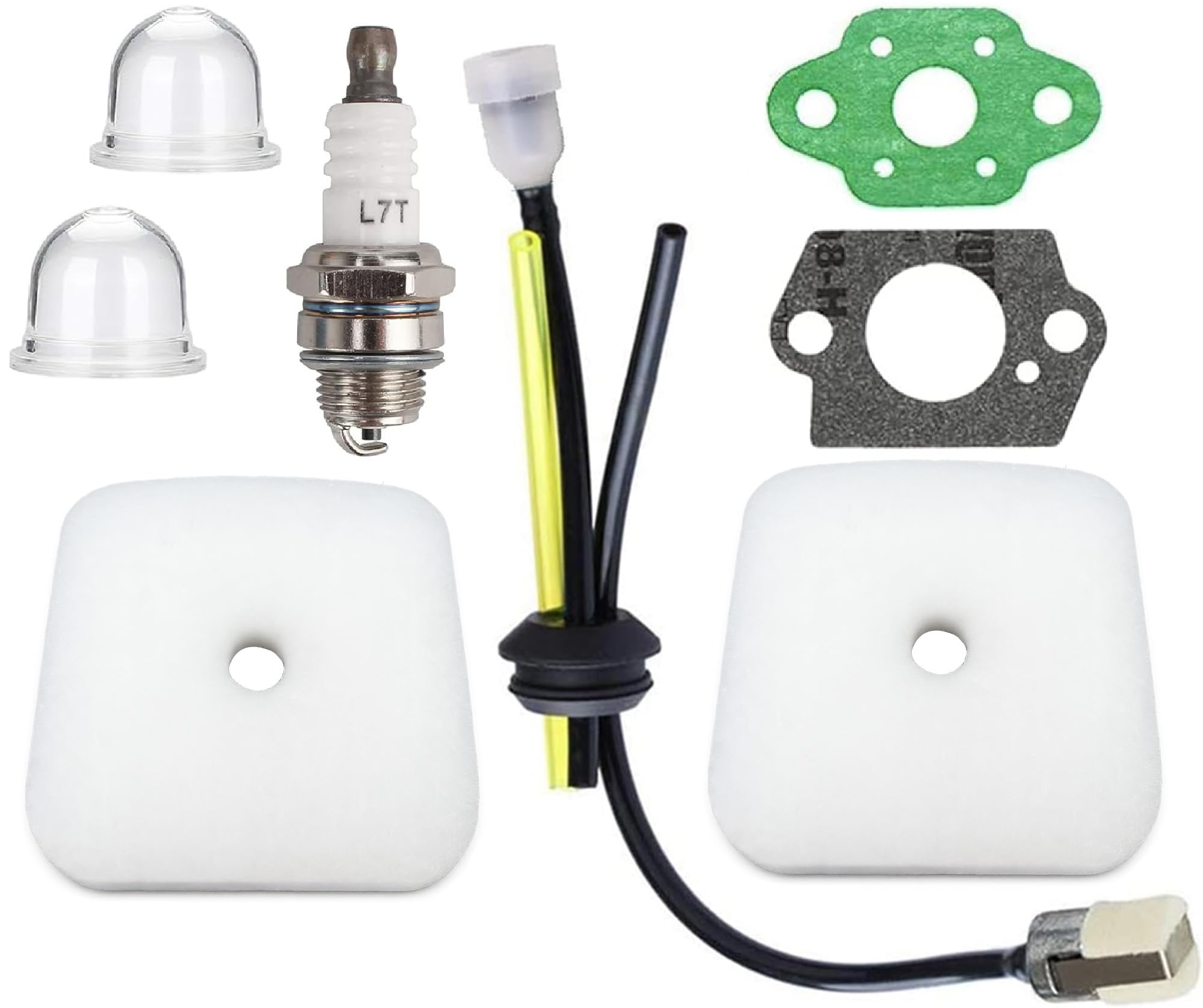 Hippotech 2 PCS Air Filter and Fuel Line Primer Bulb Repower Kit for Mantis Tiller Cultivator 7222 7222E 7222M 7225 7230 7240 7920 7924