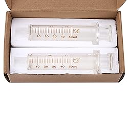 Jiaxix 2 Pack 50ml Glass Syringe With Caps