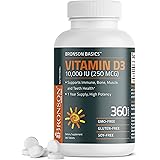 Bronson Vitamin D3 10,000 IU (250 MCG) 1 Year Supply for Healthy Muscle Function and Immune Support, Non-GMO, 360 Tablets