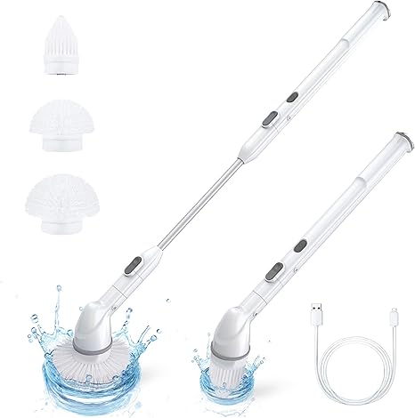 Amazon Zhenren 電動掃除ブラシ 風呂掃除用 バスポリッシャー コードレス 充電式 防水仕様 伸縮可能 収納易い 軽量 静音 長時間稼働 手持ち式掃除用品 浴槽 浴室 キッチン フロア キッチン 窓 天井 車などの掃除に適用 年末掃除 スティック 老人の日 母の日のプレゼント