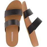 CUSHIONAIRE Josie Womens Sandals &ndash; Slip On Two Strap Slides Comfort Flip Flops Beach Sandals for Women