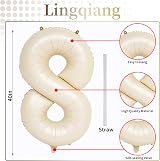 Lingqiang Beige 40 Inch Numeric 18 Foil Balloons Set 2 pcs Party Decors view 2