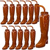 8HREST 12 Pcs Cowboy Boot Party Plastic Cups with Straws and Lids 12 Ounces Plastic Cowboy Cups for Western Themed Party Supplies and Rodeo Decorations (Brown)
