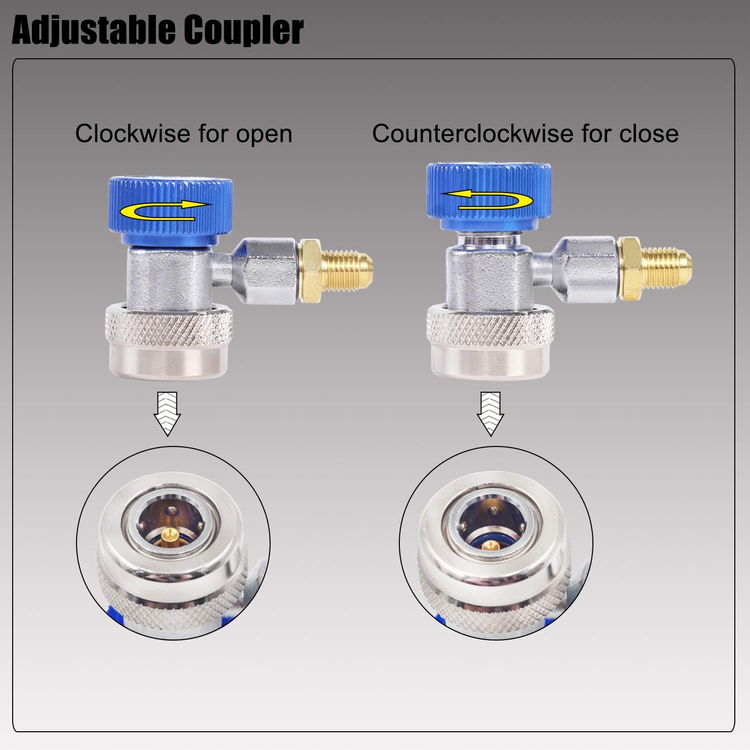YSTOOL Automotive AC R134a Adjustable Quick Coupler Kit HVAC High Low Connector Conversion with 1/4 inch SAE Male Flare Adapter Work with Standard Auto Air Conditioner Manifold Gauge: Automotive
