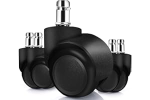 Tiwerlfe Office Chair Caster Wheels for Desk Chair on All Floors & Hardwood, Quiet Rolling Twin Wheels for Office Desk Chair, Gaming Computer Chair, Set of 5 Office Chair Wheels Universal Fit（2 Inch）