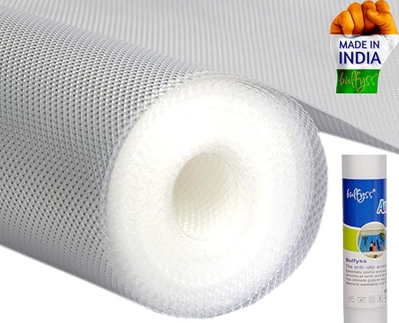 Bulfyss Multipurpose PVC Textured Super Strong Anti-Slip Mat Liner (Transparent White, 45 X 500