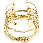 ÌF ME Gold Bangle Bracelets for Women, Indian Bangles Stackable Set, Multi Layer Textured 14K Gold Plated Chunky Bracelets Boho Jewelrys Set