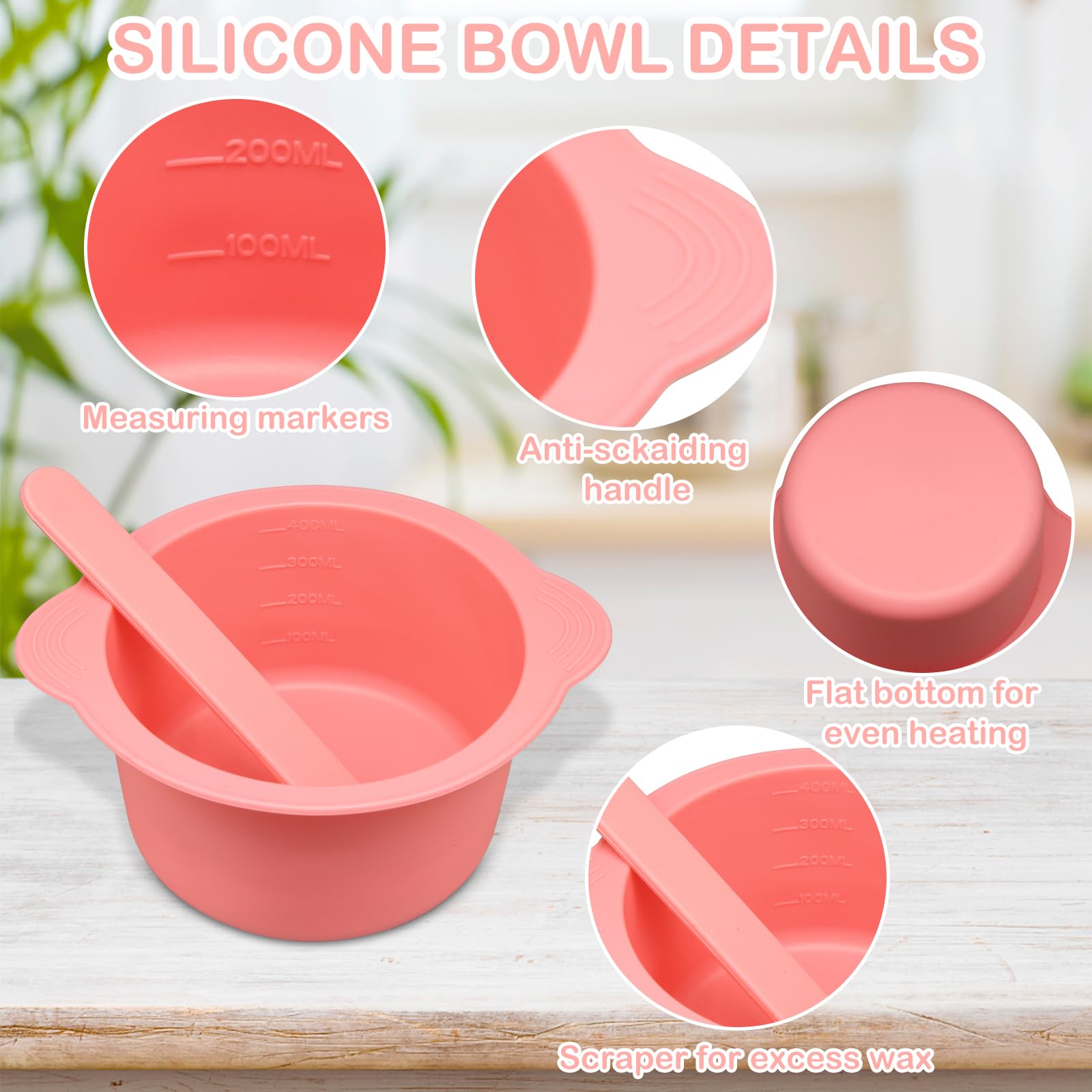 2Pcs Silicone Wax Warmer Liner, Silicone Wax Bowl for Wax Warmer, Non-Stick Wax Melt Warmer Wax Pot Replacement, Reusable Wax Melt Liner with 2 Pcs Wax Spatula Sticks for Hair Removal (Purple, Pink)