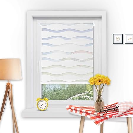 OUBO Doppelrollo Welle/Klemmfix-Duorollo/Duo Rollo Klemmfix onhe Bohren mit Verstellbaren Klemmträgern, 50x160cm (B x H), Wei