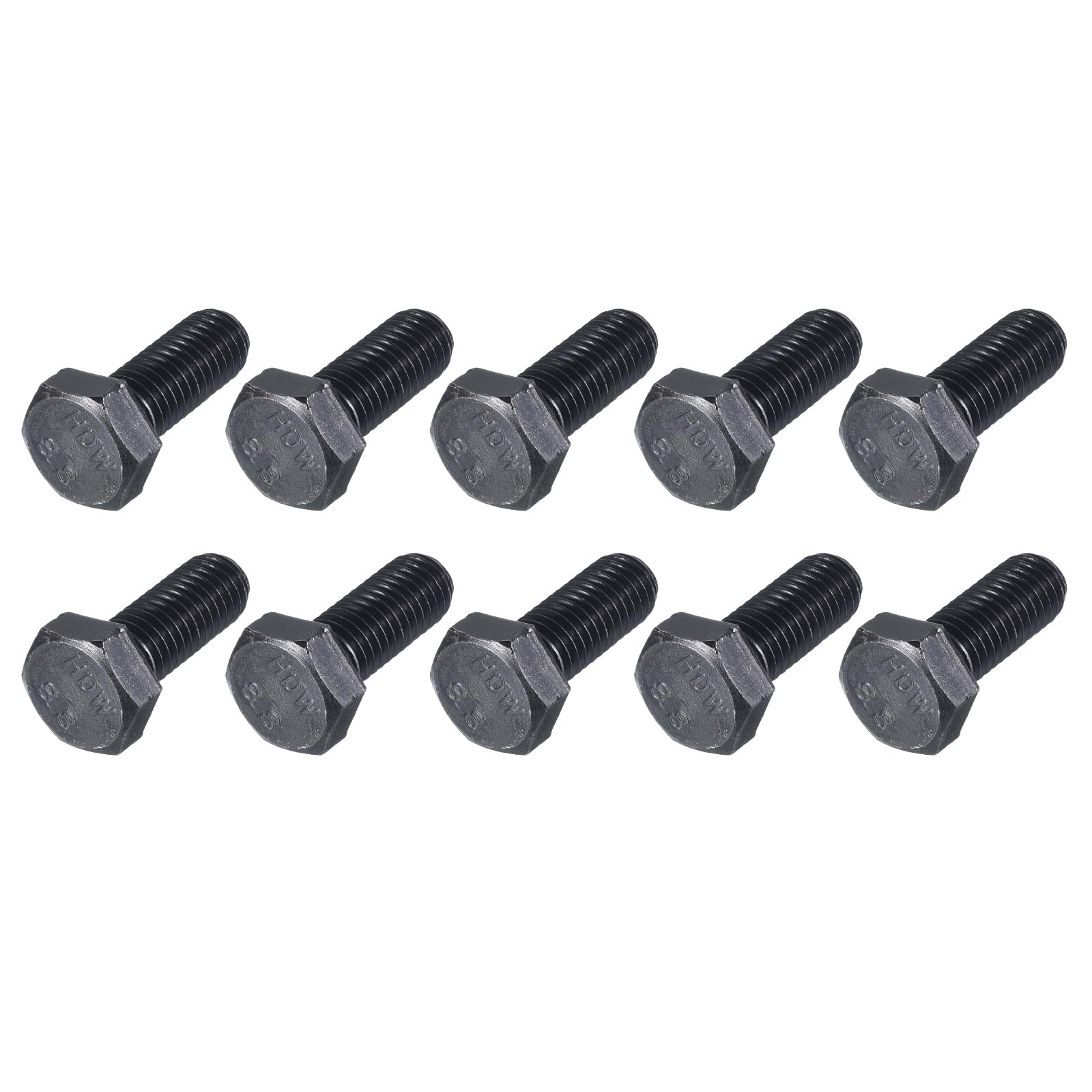 METALLIXITY Hex Bolts (M10-1.5x25mm) 20Pcs, 8.8 Grade Carbon Steel Fully Threaded Black Oxide, Coarse Thread UNC Hex Head Screw Bolt - for Furniture Repair