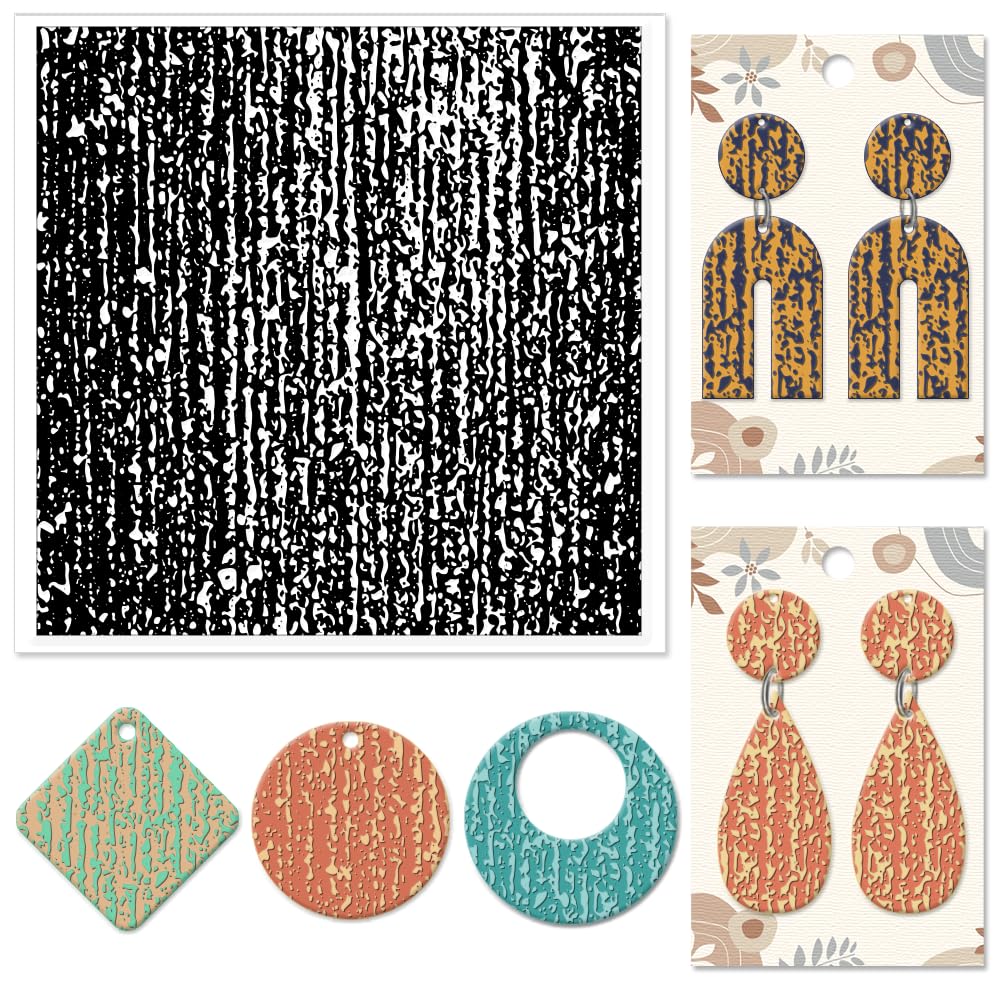 CHGCRAFT Polymer Clay Texture Sheets Sandpaper Texture Silicone Clay Texture Mat Silicone Stamps Clay Modeling Pattern Pad for DIY Clay Jewelry Earrings Mat