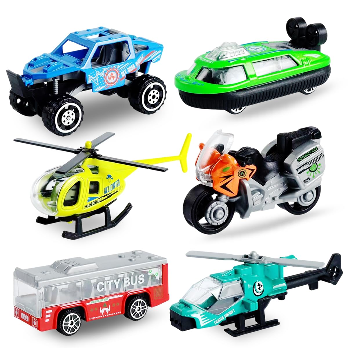 NimblusToy City Vehicle, Die-cast Metal Toy Cars, 6 pcs Car Toys for Kids Urban Road Traffic Toys, Educational Gift Boys Girls, Gift Pack for Kids