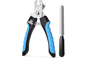 VIWIK Dog Nail Trimmers for Large Medium Dogs, Cats, Professional Dog Nail Clippers with File Quick Sensor & Safety Guard to Avoid Overcutting, Pet Claw Paw Clipper for Grooming with Toenail File Blue
