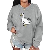 Lytiarul Cute Silly Goose Sweatshirt for Women Teen Girls Duck Letter Graphic Crewneck Long Sleeve Shirt Hoodie Pullover Tops