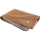 Carhartt Firm Duck Sherpa-Lined Throw Blanket, Reversible Pet Blanket With Water Repellent Coating, Carhartt Brown