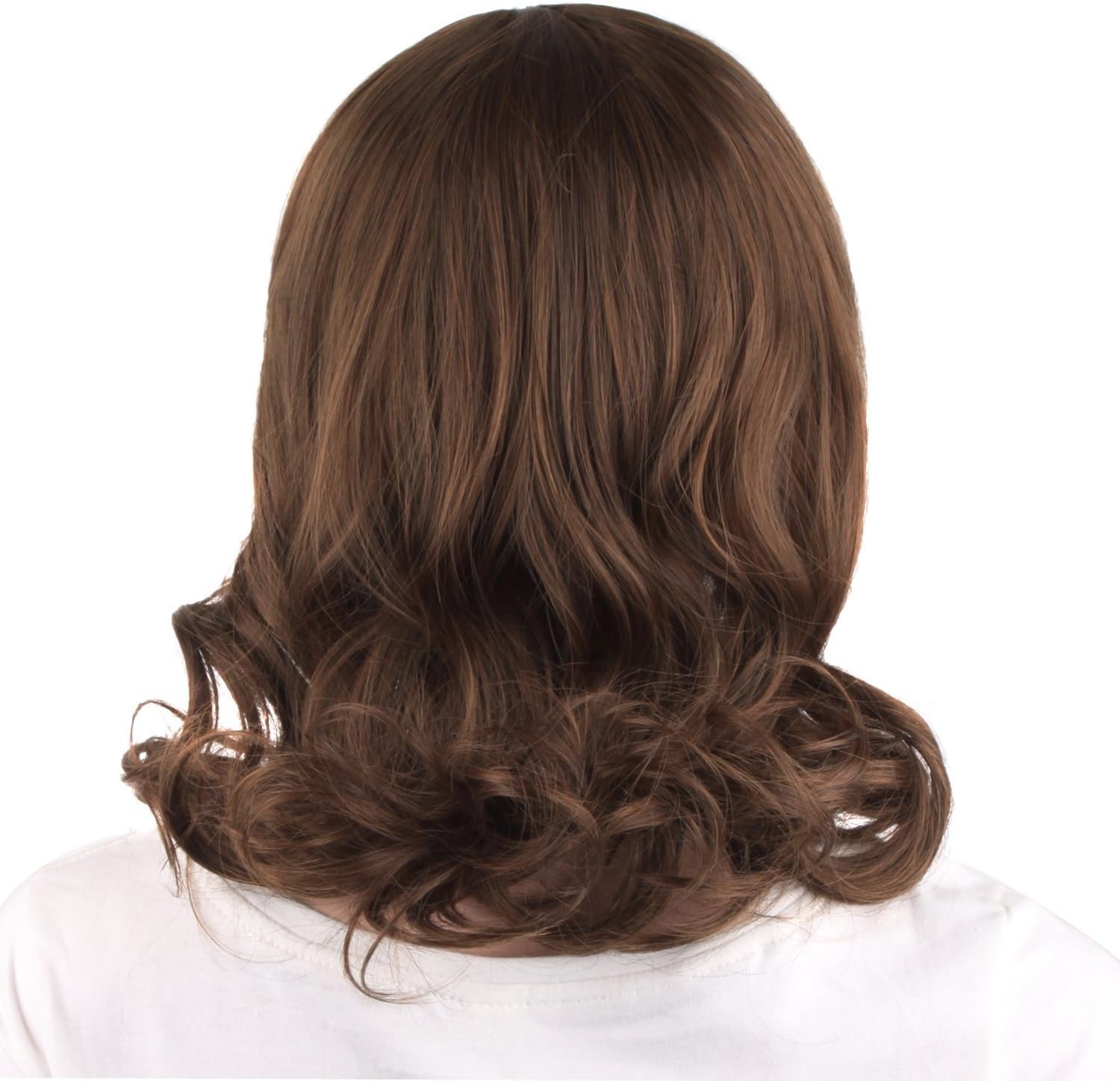 MapofBeauty 16"/40cm Fashion Side Bangs Medium Curly Wig (Brown), Light Brown, 53 centimeters - Image 3