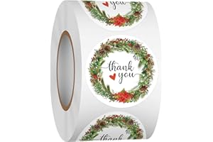 Heyfibro 500 PCS 1.5 Inch Thank You Stickers for Small Business, Baking, Gifts, Envelopes, Weddings (Christmas)
