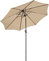 Yaheetech 2.7M Garden Parasol Umbrella Tan 8 Ribs Crank Tilt view 9