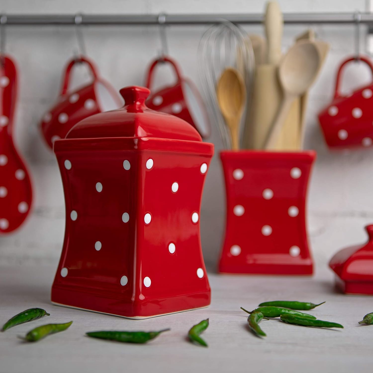 Almacenamiento de cocina y despensa Pintado a mano Recipientes de