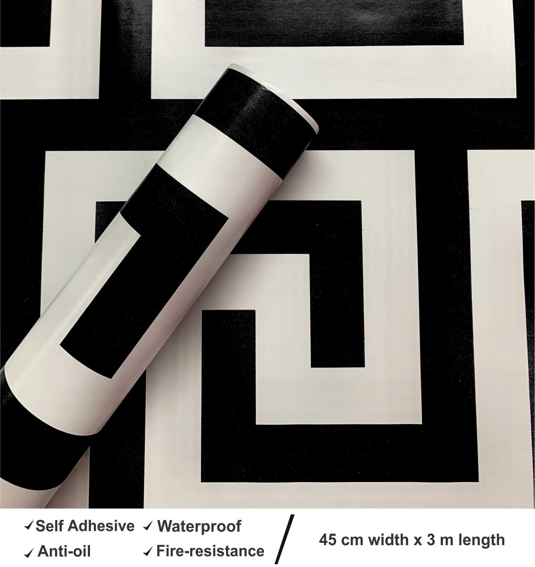 Wollzo Black and White Delightful self Adhesive Wallpaper