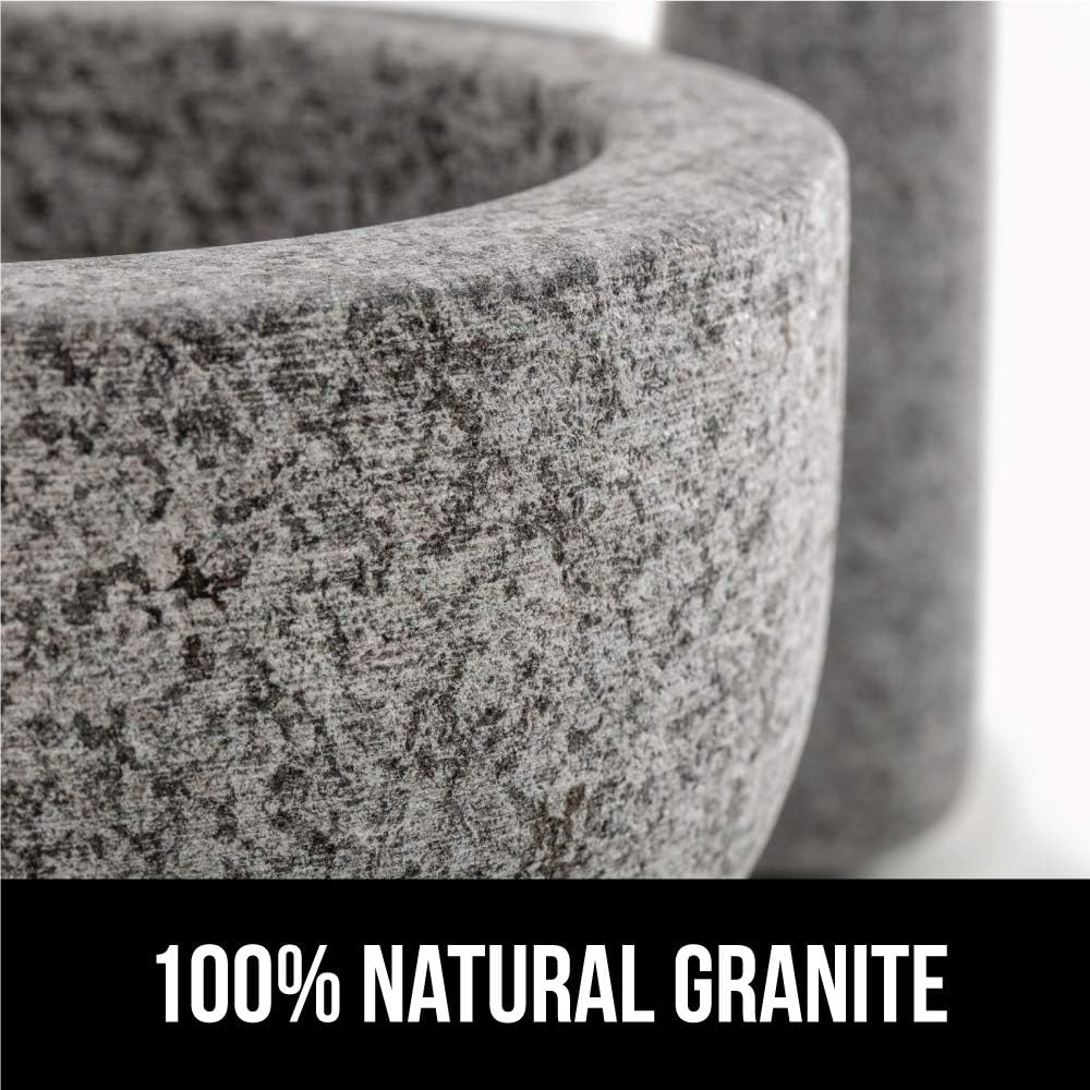 Gorilla Grip Original Mortar and Pestle Set, Slip Scratch Resistant Bottom, Heavy Duty Polished Granite Guacamole Molcajete Bowl Kitchen Spices, Herbs, Pesto Grinder, Small 5 Inch Holds 1.5 Cups, Gray: Kitchen & Dining