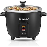 Elite Gourmet ERC003BX Rice Cooker, Keep Warm, Black, 6 Cups Cooked | 3 Cups Uncooked - Also Makes Soups, Stews, Grains and Hot Cereals for Versatile One-Pot Meals