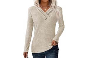 GKBK Women Long Sleeve Tunic Tops for Leggings V Neck Button Loose T Shirts 2025 Fall Dressy Casual Blouse Sweatshirt Sweater