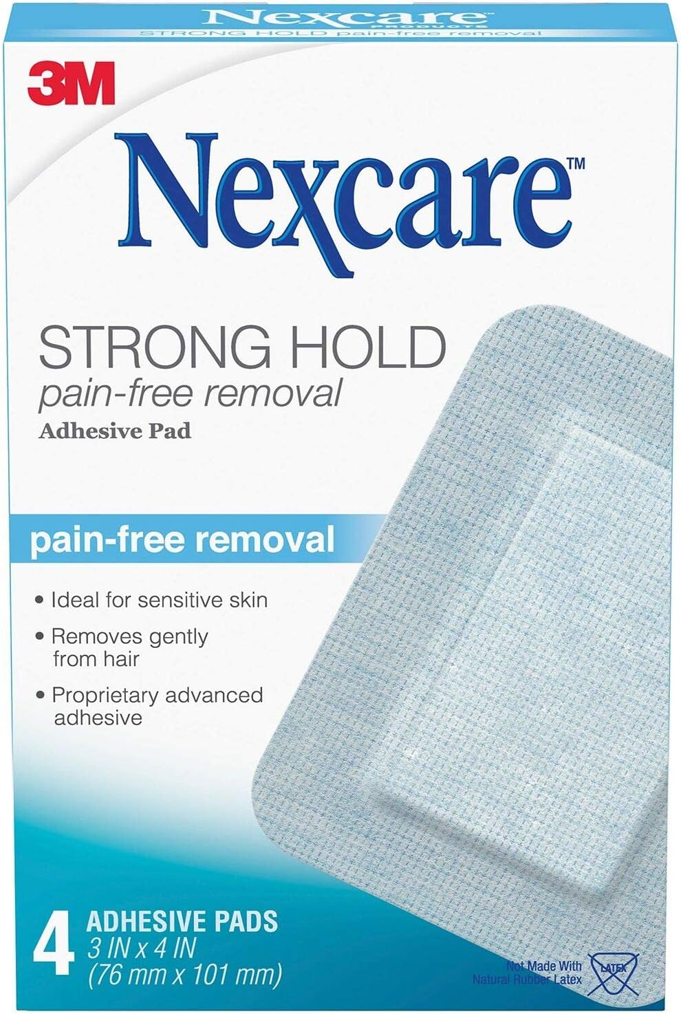 3M Nexcare Adhesive Pads Sensitive Skin 3X4" 4 pads, Pack