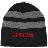 Custom Striped Beanie for Men & Women Alabama USA State City E Embroidery Acrylic Fleece Skull Cap Hats Black Design Only
