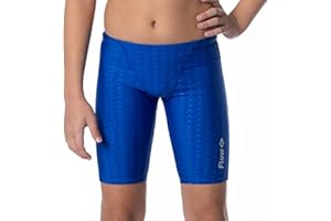 FLOW SWIM GEAR Flow Accelerate Swim Jammers for Boys - Size 21 to 32 Swimming Jammer Shorts in Black, Navy, and Blue