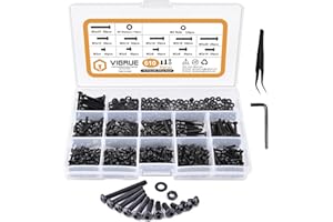 VIGRUE 610PCS 14.9 Grade Alloy Steel M3 Button Hex Head Cap Screws M3 x 4/5/6/8/10/12/14/16/18/20/25mm Machine Screws Bolts Nuts Washer Assortment Kit